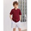 Arshiner Boys Button Down Shirt Short Sleeve Knit Fashion Casual Beach Shirts for Kids Size 4-11 Years(Wine Red)