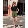Arshiner Girls 2 Piece Outfit Summer Drop Shoulder Batwing Sleeve Tops and Paperbag Waist Shorts Set Cute Clothing Size 6-14(Black+army Green)