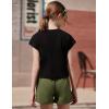 Arshiner Girls 2 Piece Outfit Summer Drop Shoulder Batwing Sleeve Tops and Paperbag Waist Shorts Set Cute Clothing Size 6-14(Black+army Green)