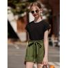 Arshiner Girls 2 Piece Outfit Summer Drop Shoulder Batwing Sleeve Tops and Paperbag Waist Shorts Set Cute Clothing Size 6-14(Black+army Green)