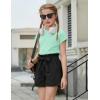 Arshiner Girls 2 Piece Outfit Summer Drop Shoulder Batwing Sleeve Tops and Paperbag Waist Shorts Set Cute Clothing Size 6-14(Green Black)