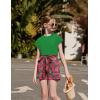 Arshiner Girls 2 Piece Outfit Summer Drop Shoulder Batwing Sleeve Tops and Paperbag Waist Shorts Set Cute Clothing Size 6-14(Green Leaf)