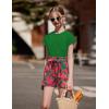 Arshiner Girls 2 Piece Outfit Summer Drop Shoulder Batwing Sleeve Tops and Paperbag Waist Shorts Set Cute Clothing Size 6-14(Green Leaf)