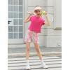 Arshiner Girls 2 Piece Outfit Summer Drop Shoulder Batwing Sleeve Tops and Paperbag Waist Shorts Set Cute Clothing Size 6-14(Hot Pink+strips)