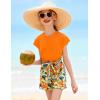 Arshiner Girls 2 Piece Outfit Summer Drop Shoulder Batwing Sleeve Tops and Paperbag Waist Shorts Set Cute Clothing Size 6-14(Orange Print)