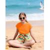 Arshiner Girls 2 Piece Outfit Summer Drop Shoulder Batwing Sleeve Tops and Paperbag Waist Shorts Set Cute Clothing Size 6-14(Orange Print)