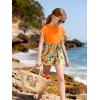 Arshiner Girls 2 Piece Outfit Summer Drop Shoulder Batwing Sleeve Tops and Paperbag Waist Shorts Set Cute Clothing Size 6-14(Orange Print)