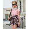 Arshiner Girls 2 Piece Outfit Summer Drop Shoulder Batwing Sleeve Tops and Paperbag Waist Shorts Set Cute Clothing Size 6-14(Pink Leopard)