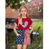 Arshiner Girls 2 Piece Outfit Summer Drop Shoulder Batwing Sleeve Tops and Paperbag Waist Shorts Set Cute Clothing Size 6-14(Red-4th of July)