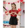 Arshiner Girls 2 Piece Outfit Summer Drop Shoulder Batwing Sleeve Tops and Paperbag Waist Shorts Set Cute Clothing Size 6-14(Red-heart)