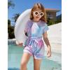 Arshiner Girls 2 Piece Outfit Summer Drop Shoulder Batwing Sleeve Tops and Paperbag Waist Shorts Set Cute Clothing Size 6-14(Tie-dye)