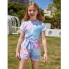 Arshiner Girls 2 Piece Outfit Summer Drop Shoulder Batwing Sleeve Tops and Paperbag Waist Shorts Set Cute Clothing Size 6-14(Tie-dye)