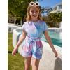Arshiner Girls 2 Piece Outfit Summer Drop Shoulder Batwing Sleeve Tops and Paperbag Waist Shorts Set Cute Clothing Size 6-14(Tie-dye)
