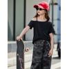 Arshiner Girls T Shirts Trendy Street Style One Shoulder Sleeve Casual Kids Blouse Soft Summer Tees Tops(Black)