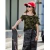 Arshiner Girls T Shirts Trendy Street Style One Shoulder Sleeve Casual Kids Blouse Soft Summer Tees Tops(Camo)