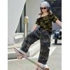 Arshiner Girls T Shirts Trendy Street Style One Shoulder Sleeve Casual Kids Blouse Soft Summer Tees Tops(Camo)