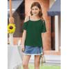 Arshiner Girls T Shirts Trendy Street Style One Shoulder Sleeve Casual Kids Blouse Soft Summer Tees Tops(Green)