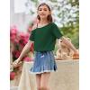 Arshiner Girls T Shirts Trendy Street Style One Shoulder Sleeve Casual Kids Blouse Soft Summer Tees Tops(Green)