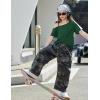 Arshiner Girls T Shirts Trendy Street Style One Shoulder Sleeve Casual Kids Blouse Soft Summer Tees Tops(Green)