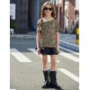 Arshiner Girls T Shirts Trendy Street Style One Shoulder Sleeve Casual Kids Blouse Soft Summer Tees Tops(Leopard Print)