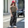 Arshiner Girls T Shirts Trendy Street Style One Shoulder Sleeve Casual Kids Blouse Soft Summer Tees Tops(Leopard Print)