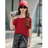 Arshiner Girls T Shirts Trendy Street Style One Shoulder Sleeve Casual Kids Blouse Soft Summer Tees Tops(Red)