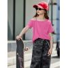 Arshiner Girls T Shirts Trendy Street Style One Shoulder Sleeve Casual Kids Blouse Soft Summer Tees Tops(Rose Red)