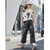 Arshiner Girls T Shirts Trendy Street Style One Shoulder Sleeve Casual Kids Blouse Soft Summer Tees Tops(Tie Dye Black/White)