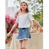 Arshiner Girls T Shirts Trendy Street Style One Shoulder Sleeve Casual Kids Blouse Soft Summer Tees Tops(White)
