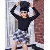 Arshiner 2 Packs Ribbed Knit Long Sleeve Shirts for Girls Soft Slim Fit Crewneck Casual Base Layer Tops Tees(Black 2pcs)
