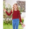 Arshiner 2 Packs Ribbed Knit Long Sleeve Shirts for Girls Soft Slim Fit Crewneck Casual Base Layer Tops Tees(Red/Green)