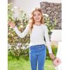 Arshiner 2 Packs Ribbed Knit Long Sleeve Shirts for Girls Soft Slim Fit Crewneck Casual Base Layer Tops Tees(White 2pcs)