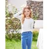 Arshiner 2 Packs Ribbed Knit Long Sleeve Shirts for Girls Soft Slim Fit Crewneck Casual Base Layer Tops Tees(White/Pink)