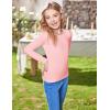 Arshiner 2 Packs Ribbed Knit Long Sleeve Shirts for Girls Soft Slim Fit Crewneck Casual Base Layer Tops Tees(White/Pink)