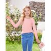 Arshiner 2 Packs Ribbed Knit Long Sleeve Shirts for Girls Soft Slim Fit Crewneck Casual Base Layer Tops Tees(White/Pink)