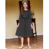 Arshiner Girls Party Dress Scallop Trim Belted A-Line Formal Midi Dresses with Pockets for 6-15Y(Black)