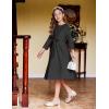 Arshiner Girls Party Dress Scallop Trim Belted A-Line Formal Midi Dresses with Pockets for 6-15Y(Black)