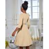 Arshiner Girls Party Dress Scallop Trim Belted A-Line Formal Midi Dresses with Pockets for 6-15Y(Light Brown)
