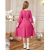 Arshiner Girls Party Dress Scallop Trim Belted A-Line Formal Midi Dresses with Pockets for 6-15Y(Rose Red)