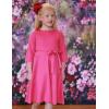 Arshiner Girls Party Dress Scallop Trim Belted A-Line Formal Midi Dresses with Pockets for 6-15Y(Rose Red)