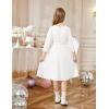 Arshiner Girls Party Dress Scallop Trim Belted A-Line Formal Midi Dresses with Pockets for 6-15Y(White)