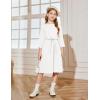 Arshiner Girls Party Dress Scallop Trim Belted A-Line Formal Midi Dresses with Pockets for 6-15Y(White)