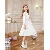 Arshiner Girls Party Dress Scallop Trim Belted A-Line Formal Midi Dresses with Pockets for 6-15Y(White)