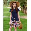 Arshiner Girls Summer Dress Tween Flutter Sleeve Pleated Front A Line Boho Beach Casual Dresses(Navy Blue Butterfly)