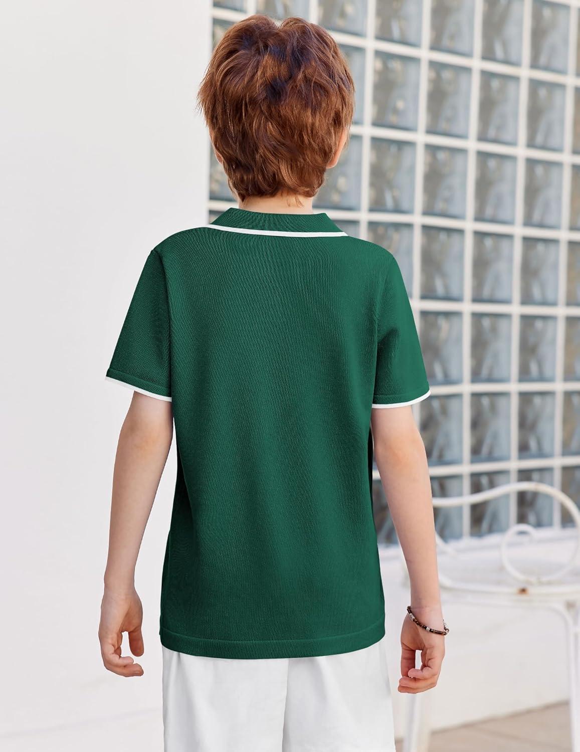 image:imageArshiner Boys Polo Shirts Short Sleeve Vintage Knit Golf Shirts School Uniform Shirt Kids Casual Tee Tops for 414 YearsGreen