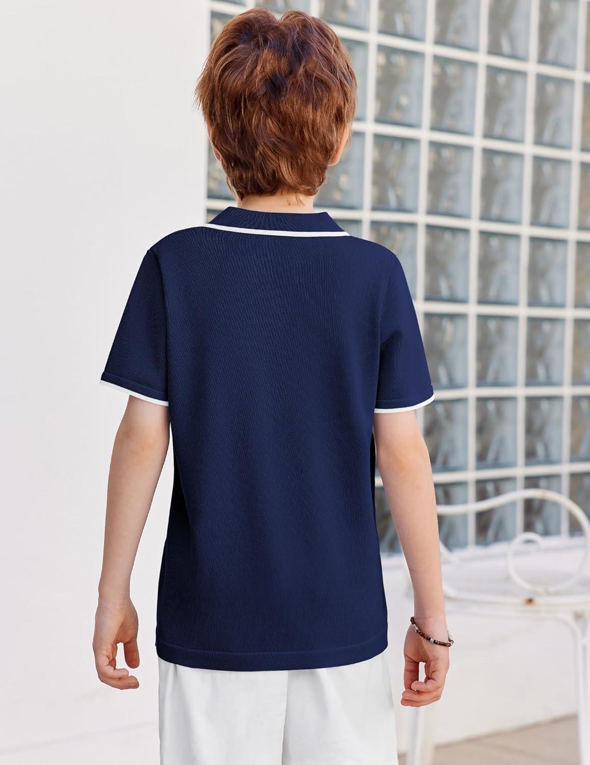 image:imageArshiner Boys Polo Shirts Short Sleeve Vintage Knit Golf Shirts School Uniform Shirt Kids Casual Tee Tops for 414 YearsNavy Blue