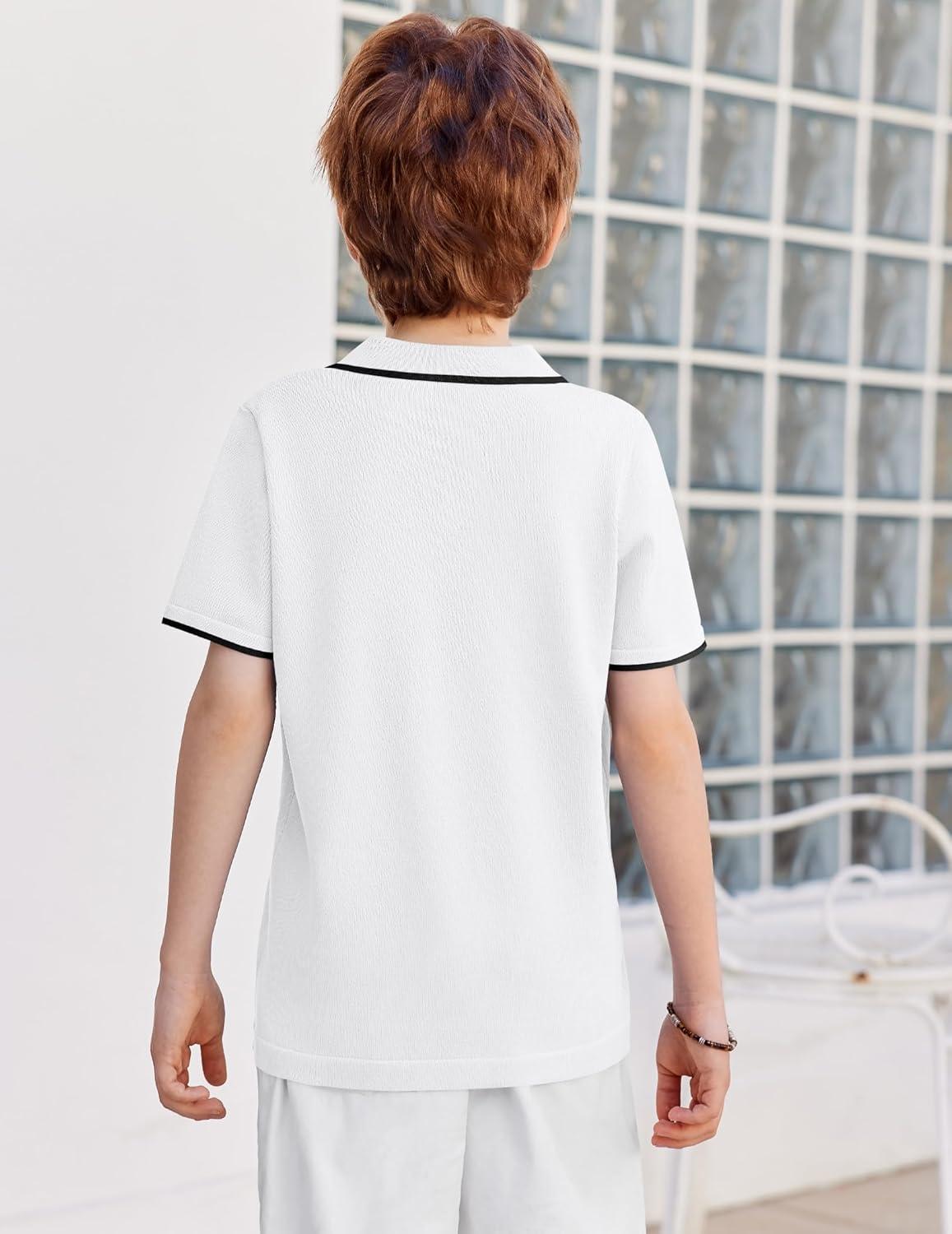 image:imageArshiner Boys Polo Shirts Short Sleeve Vintage Knit Golf Shirts School Uniform Shirt Kids Casual Tee Tops for 414 YearsWhite