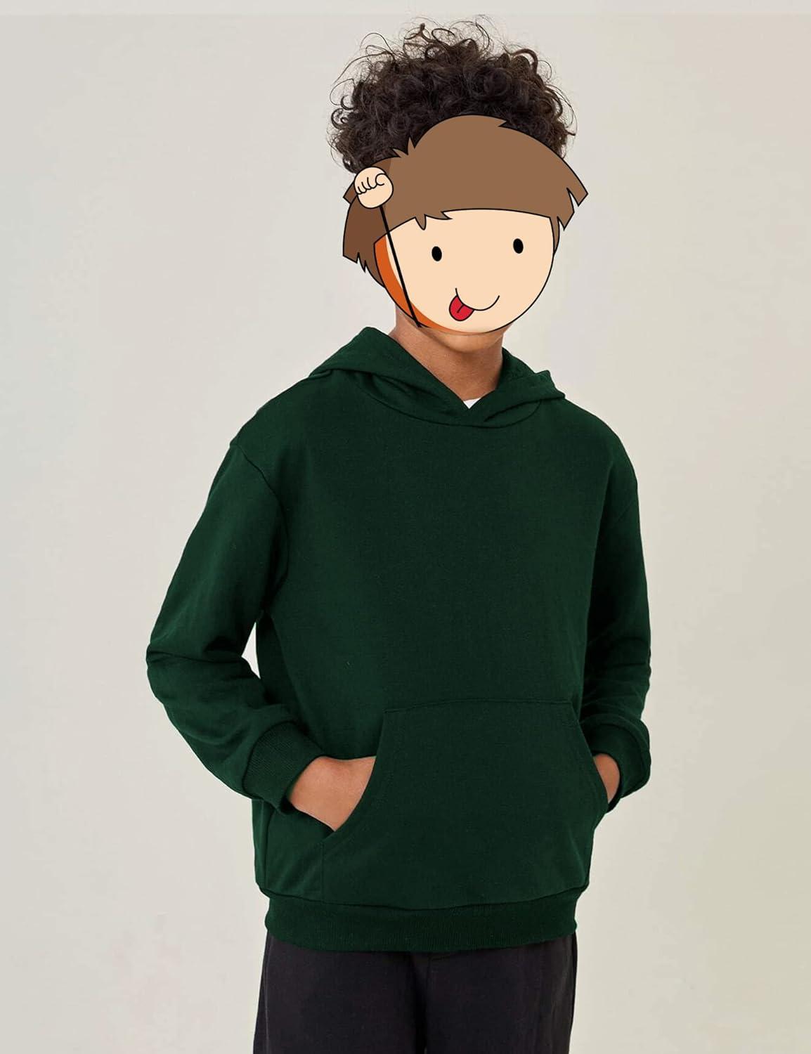 image:imageArshiner Boys Soft Hooded Sweatshirts Deep Green Pullover Casual Hoodies with Kangaroo Pocket for Kids Size 7 8