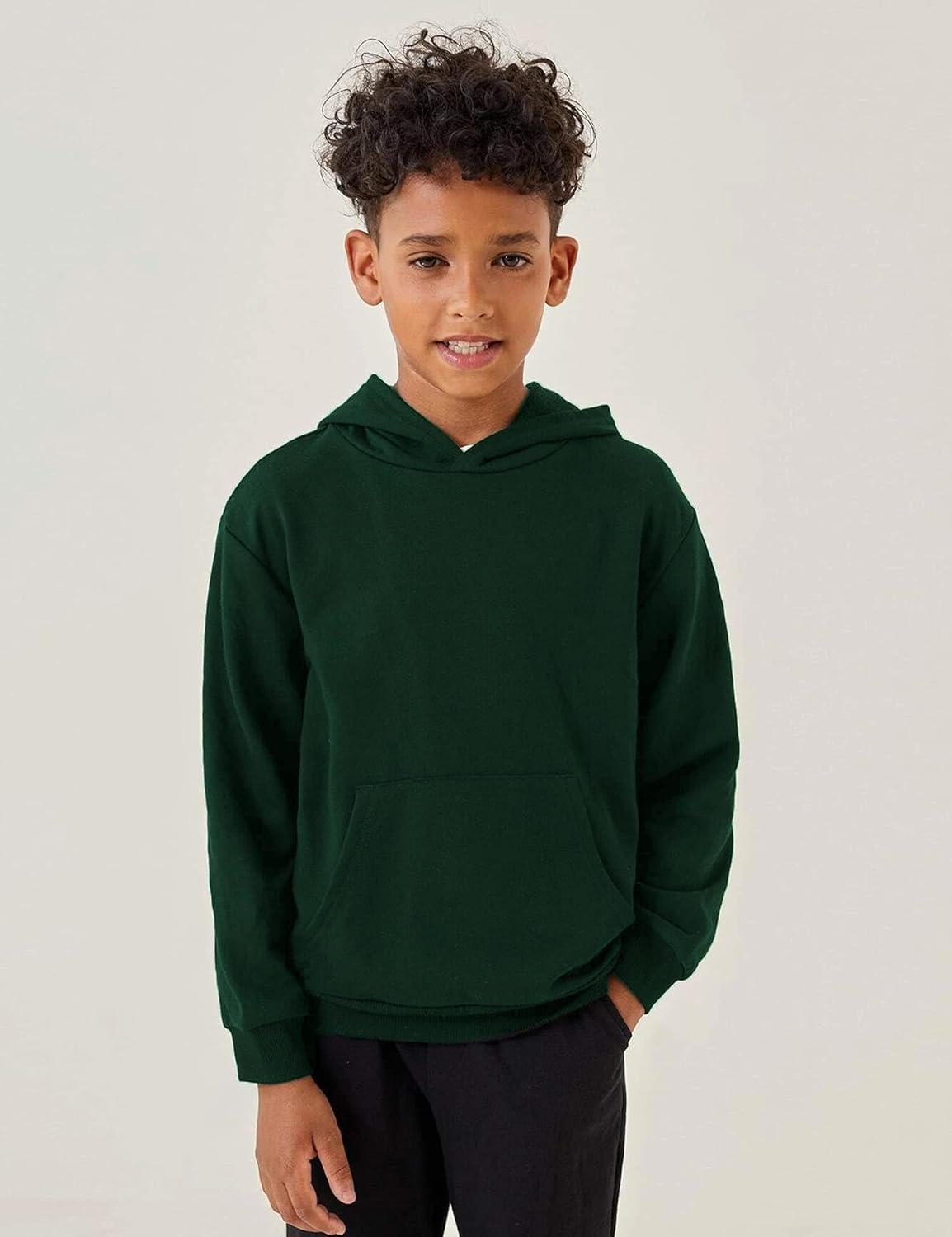 image:imageArshiner Boys Soft Hooded Sweatshirts Deep Green Pullover Casual Hoodies with Kangaroo Pocket for Kids Size 7 8
