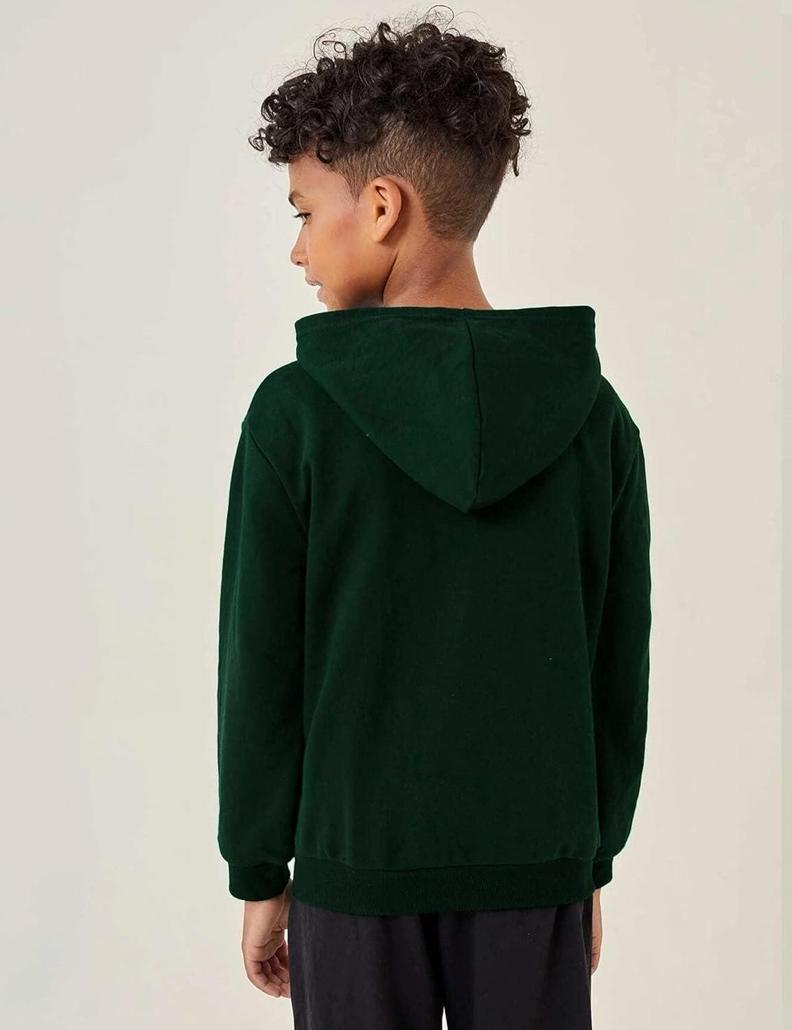 image:imageArshiner Boys Soft Hooded Sweatshirts Deep Green Pullover Casual Hoodies with Kangaroo Pocket for Kids Size 7 8